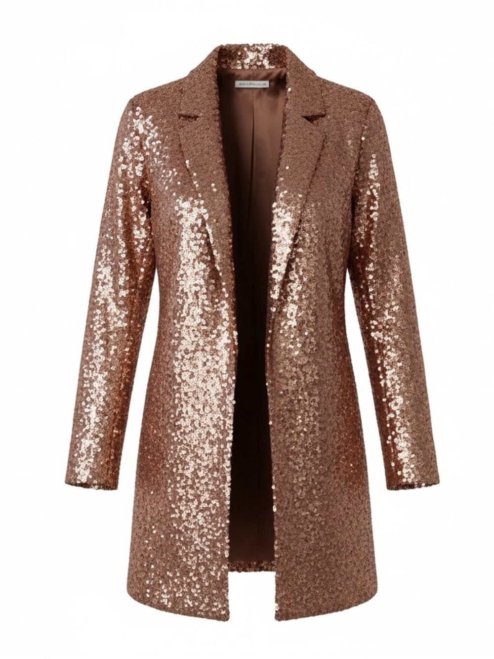 Charlotte Russe Sequin Longline Blazer Coat - Rose Gold
